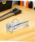 Tough As Nails Heavy Duty Auto Body Frame Clamp With Extra Wide Duckbill Jaw Adjustable Locking Sheet Metal Pliers on workbench