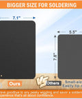 Comparison of larger 7.1x11 inch base vs. smaller 5.5x7.8 inch base for Helping Hands Soldering Station With 10X Magnifying Glass And Built In Light.