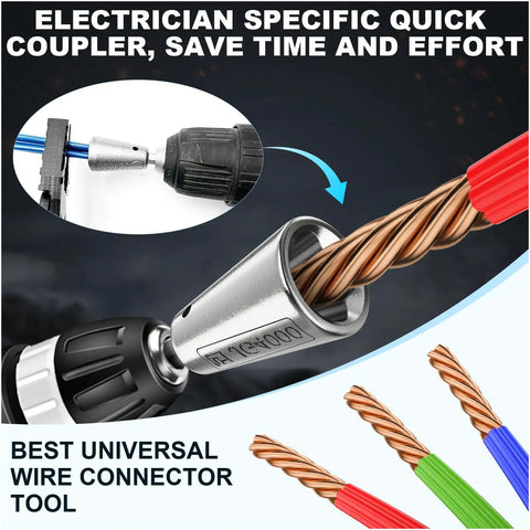 Pro Grade Drill Wire Twister Tool With 6MM Hex Shank twisting multi-colored wires for electrical wiring