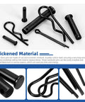 All Purpose Clevis Pin Kit With Cotter Pins And R Clips In 11 Sizes, 67 Piece Set Black Finish for hardware use