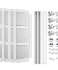 Sliding Closet Door 112x80 Inches Bypass Frosted Glass 3 Lite With Hardware Kit Included Preassembled MDF With PVC Panels White