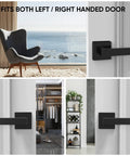 Heavy Duty Reversible Dummy Door Lever Square Door Handle For Indoor Use Rear Mount Matte Black 5 Pack Tough As Nails Durable Zinc Alloy Hardware No Latch Required Ideal For Bedroom Closet And Home shown on door with ocean view in background