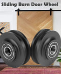 Door Pulley Roller Two Pack Sliding Barn Door Wheels With U Shape Easy Install Pro Grade Zinc Alloy And Nylon Construction on barn door
