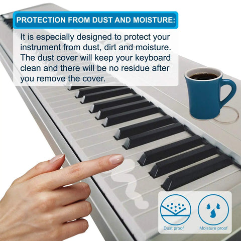 Elastic Keyboard Dust Cover With Bag For 61 To 76 Keys Digital Pianos And JUNO Series Keyboard with moisture protection label