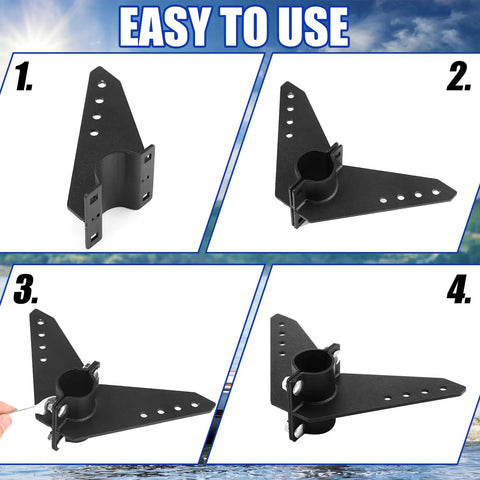 Four steps of installing the Two Piece Steering Triangle Mounting Bracket Kit For NK 180S Brushless Kayak Motor Replacement Parts