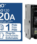 QO120 20 Amp Circuit Breaker Pack Ten Units 1 Pole 120 Volt UL Listed 10kA AIR Plug In Standard Type front view