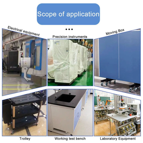 Scope of application for heavy duty caster wheels with MX threaded stem on equipment and furniture in workshops and labs.