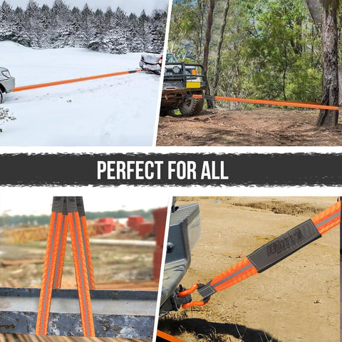 3x10 Ft Beefy Heavy Duty Lifting Sling Straps 25000 Lbs Capacity Two Pack towing vehicles in various terrains, snow and dirt
