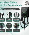 Level 2 EV Charger With Energy Meter 11.5kW 48A J1772 Wall Mount Charger features RFID, WiFi, smart app, CT clamps, 60A breaker