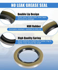 Front view of a boat trailer axle bearing seal ring with brass outer housing and black rubber inner seal