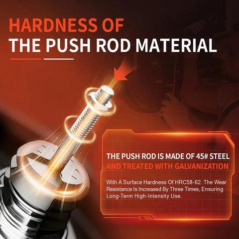 Push rod made of 45# steel for brake booster, highlighting hardness and galvanization features.