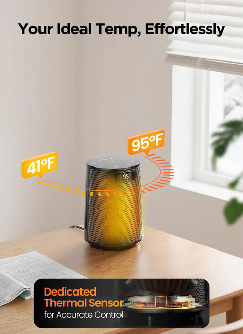 Portable Electric Space Heater With Remote Thermostat 70 Degree Oscillation Digital Display 12 Hour Timer 1500W PTC Ceramic Cozy on desk