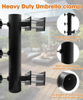 Built Tough Heavy Duty Adjustable Metal Patio Umbrella Holder Clamp Stand For Deck Railing Outdoor Courtyard And Balcony