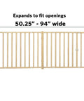 Extra Wide Swing Pet Safety Gate For Dogs Expands From 50.25 To 94 Inches Wide 24 Inches Tall Natural Wood Easy Barrier
