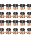 Flanged Sleeve Bearing 22mm Bore 25mm OD 20mm Length 32mm Flange 1.5mm Thick 20 Pack Sintered Bronze Wrapped Oilless Bushings For Self Lubricating Heavy Duty Iron Alloy Bearings, 20 bushings shown