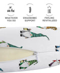U Shaped Travel Neck Pillow For Office, Train, Or Airplane Naps with gnome pattern, ergonomic support, unzipped cover view.