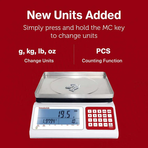 Industrial Counting Scale For Small Parts With 30 Kg 0.5 G Precision, Fast Piece Counter, units in g lbs oz or kg, front view