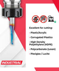 Spektra Coated Solid Carbide CNC Spiral O-Flute Router Bit with cutting materials list for plastics and acrylics