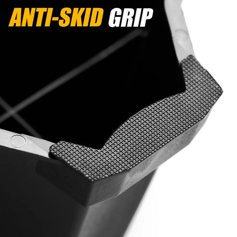Close-up of anti-skid grip on Front Wheel Riser Block For Indoor Bike Trainers With Three Height Levels Non Slip Front Wheel Stabilizer