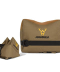 Range Ready Front And Rear Shooting Rest Bags Set Unfilled 900D Oxford Sandbags with Stand Holders durable water resistant khaki.