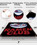 Ramen Club Tin Sign Wall Art 8x12 Inches for Home Office Garage Decor, industrial grade aluminum with pre-drilled holes shown