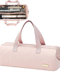 Portable pink travel hair tools case and organizer for Airwrap and dryer attachments; fits Shark FlexStyle and Dyson Airwrap.