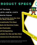 One Quarter Inch Double Gang Outlet Box Extenders With Patented Flange For A Snug Flush Fit, UL Listed Electrical Box Extenders, yellow polymer frame