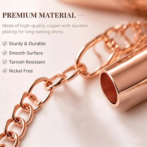 All Size Slider Clasp Jewelry Making Kit In Rose Gold For Dope Beading And Bead Loom Projects with close-up of chain and tube end cap