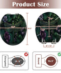 Round Intricate Dragonfly Green Foliage Purple Flowers Toilet Seat with size dimensions showing round shape and measurements.