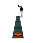 Golfer using Golf Putting Training Mat For Indoor Practice 13 Ft Green With Realistic Medium To Fast Green Feel Eye Positioning