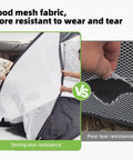 Comparison showing strong and poor tear resistance of massive 10x7ft golf practice net mesh fabric