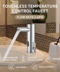 Automatic No Touch Bathroom Sink Faucet With Motion Sensor And Infrared Technology, hands free chrome brass faucet in a bathroom. 