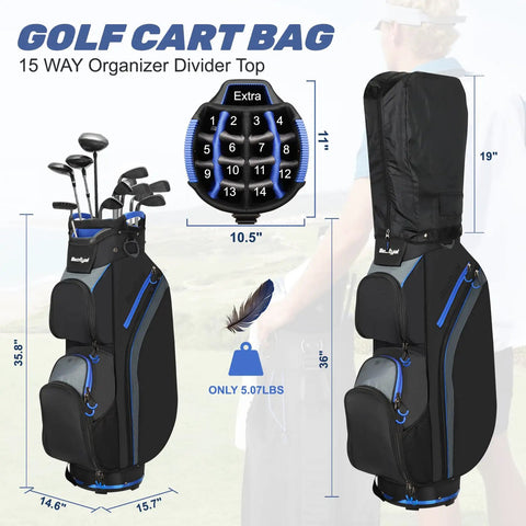 Cart Golf Bag With 15 Way Top Divider For Easy Club Access Lightweight Cart Bag With Cooler And Rain Cover Built To Last