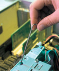 Hand using Ball End L Wrench Set With Ball Driver Tips Protanium Steel For Heavy Duty Torque BriteGuard And GoldGuard Finishes in computer assembly