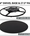 24 Inch Recliner Swivel Base Conversion Kit For Chairs With Round Ring And 10 Inch Square Rotating Plate With Ball Bearings And EVA Mat To Turn Your Chair Into A Slick Swivel, 24" base and 27.5" EVA pad