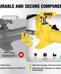 Comparison of durable components in Beefy 10 Ton Porta Power Kit Hydraulic Ram Jack with safe valve design.