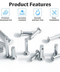 Heavy Duty Galvanized Flat Head Clevis Pins, 4 Pack, M8 x 25mm, Rust Resistant Iron Pins For Machinery, Furniture Assembly, DIY Projects, And Tough Jobs, flat head detail