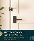 Heavy Duty Swing Bar Door Lock For Kids Safety, 4.2 Inch Zinc Alloy Reinforcement Guard, Matte Black Childproof Door Stopper installed