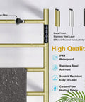 4 Bar Brushed Gold Heated Towel Warmer Rack With Built-In Timer Stainless Steel Wall Mounted Towel Warmer for bathroom details