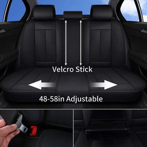 Rear view of Premium Full Seat Cover Set For Cars All Five Seats Waterproof Nappa Leather Front And Rear Car Seat Protector.
