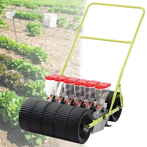Hand Push Garden Seed Planter For Precise Sowing In Rows With Adjustable Spacing And Depth Six Row Seeder For Corn Leek Spinach And Carrots