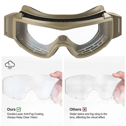 Fog Proof Airsoft Goggles With Interchangeable Lenses For Shooting And Outdoor Sports Tough Anti Fog Safety Glasses With 2mm Polycarbonate Lenses Ballistic Protection And Ventilated Comfort