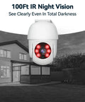 Outdoor Wired Security Camera System Kit with 4 Pan Tilt CCTV Cameras featuring 360 Degree View and Motion Detection at night