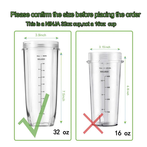 Two Pack 32oz Replacement Cups For Auto IQ Blenders Wide Compatibility With Various Models Durable BPA Free Clear Cups