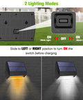 Lit Solar Fence Lights LED Outdoor Wall Lights IP65 Waterproof Eight Pack With Dual Color Modes Warm And Cool Light switch