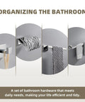 Polished Chrome 4 Piece Bathroom Hardware Set Built From 304 Stainless Steel With Robe Hook, Toilet Paper Holder, Hand Towel Holder, And Bath Towel Bar For Easy Organization And Modern Home Upgrade in bathroom