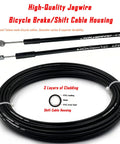 Bicycle Brake And Shift Cable Housing Kit With 50ft Total Length Two 25ft Rolls Of 4mm And 5mm Housing Includes 80 End Caps No Brainer Install Great Upgrade For Road Or Mountain Bikes Made In Taiwan, showing detailed cable structure.