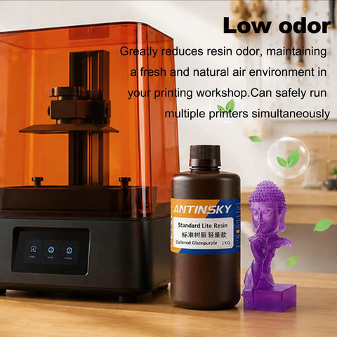 Standard Lite Black 3D Printer Resin 405nm UV Curing Photopolymer For LCD And DLP Printers Low Odor Fast Curing High Precision Low Shrinkage Killer Detail Great Value Super Smooth Flow For Newbies And Pros 1Kg