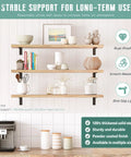 Image of Heavy Duty Countertop Support Brackets 4 Pack 12 By 6 Inch L Shape Steel Corbels mounted under wooden shelves.