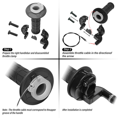 BeefedUp 7/8 Inch Twist Throttle And Cable Kit For Mini Bikes Replacement Fits BT200X CT200U EX MB200 Predator 212cc And 196cc Engines With Cruise Control Black